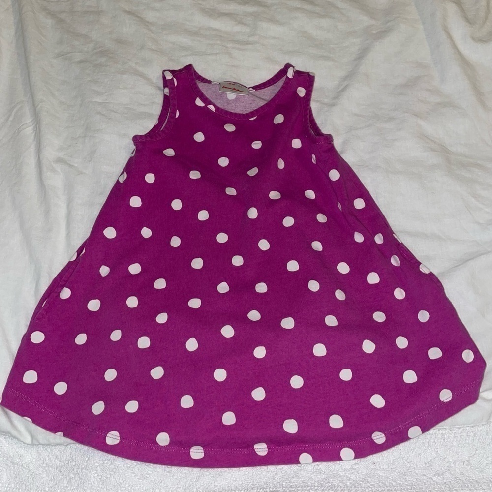 Hanna Andersson US 4 (100 cm) Pink Polka Dot Trapeze Dress Cotton